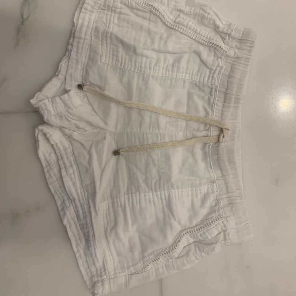 White linen shorts